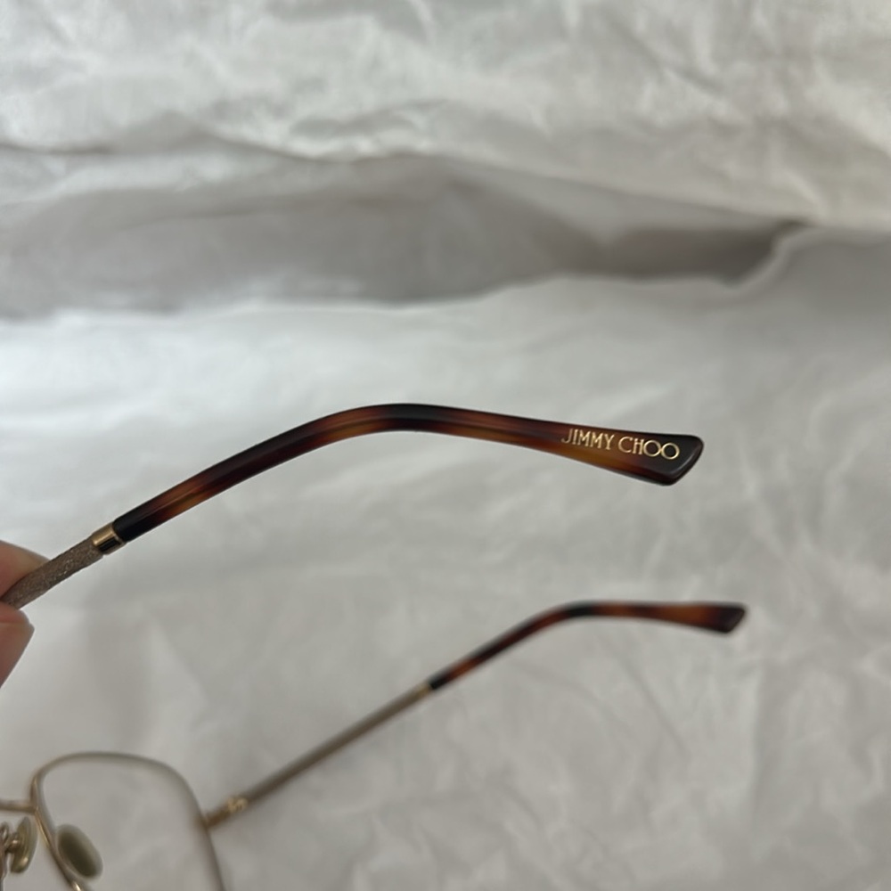⭐️SALE⭐️ Jimmy Choo Glasses Frame Gold with Sparkles on side EUC - Picture 5 of 9